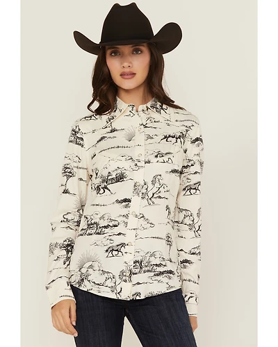 Wrangler x Lainey Wilson Women's Landscape Print Long Sleeve Snap Western Shirt