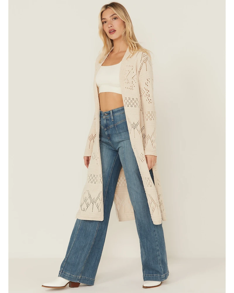 Shyanne Women's Open Weave Chenille Duster Cardigan
