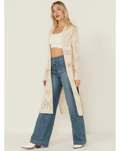 Shyanne Women's Open Weave Chenille Duster Cardigan