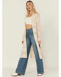 Shyanne Women's Open Weave Chenille Duster Cardigan