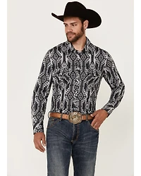 Rock & Roll Denim Men's Southwestern Print Long Sleeve Snap Stretch Western Shirt