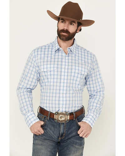 Wrangler Men's Plaid Print Long Sleeve Snap Stretch Western Shirt