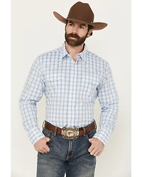 Wrangler Men's Plaid Print Long Sleeve Snap Stretch Western Shirt
