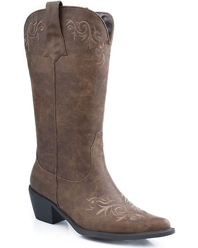 Roper Women's Embroidered Faux Leather Western Boots - Snip Toe