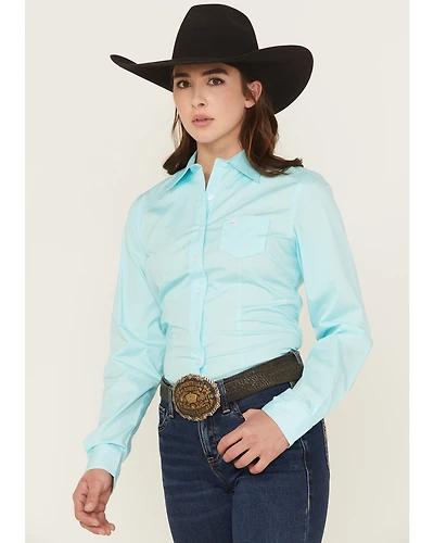 Cinch Women's Solid Long Sleeve Button-Down Western Shirt