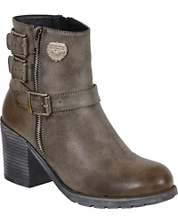 Milwaukee Leather Women's Triple Buckle Platform Booties - Round Toe