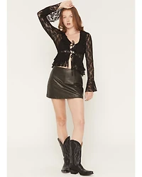 Shyanne Women's Distressed Faux Leather Mini Skort