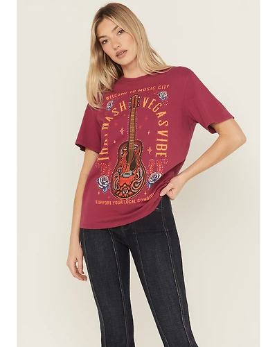 Idyllwind Women's Rhinestone Music City Short Sleeve Boyfriend Graphic Tee
