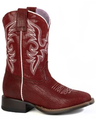 Roper Little Girls' Big Red Suede Western Boots - Broad Square Toe