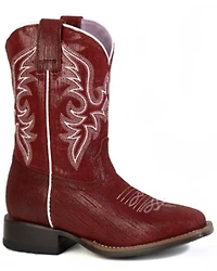 Roper Little Girls' Big Red Suede Western Boots - Broad Square Toe