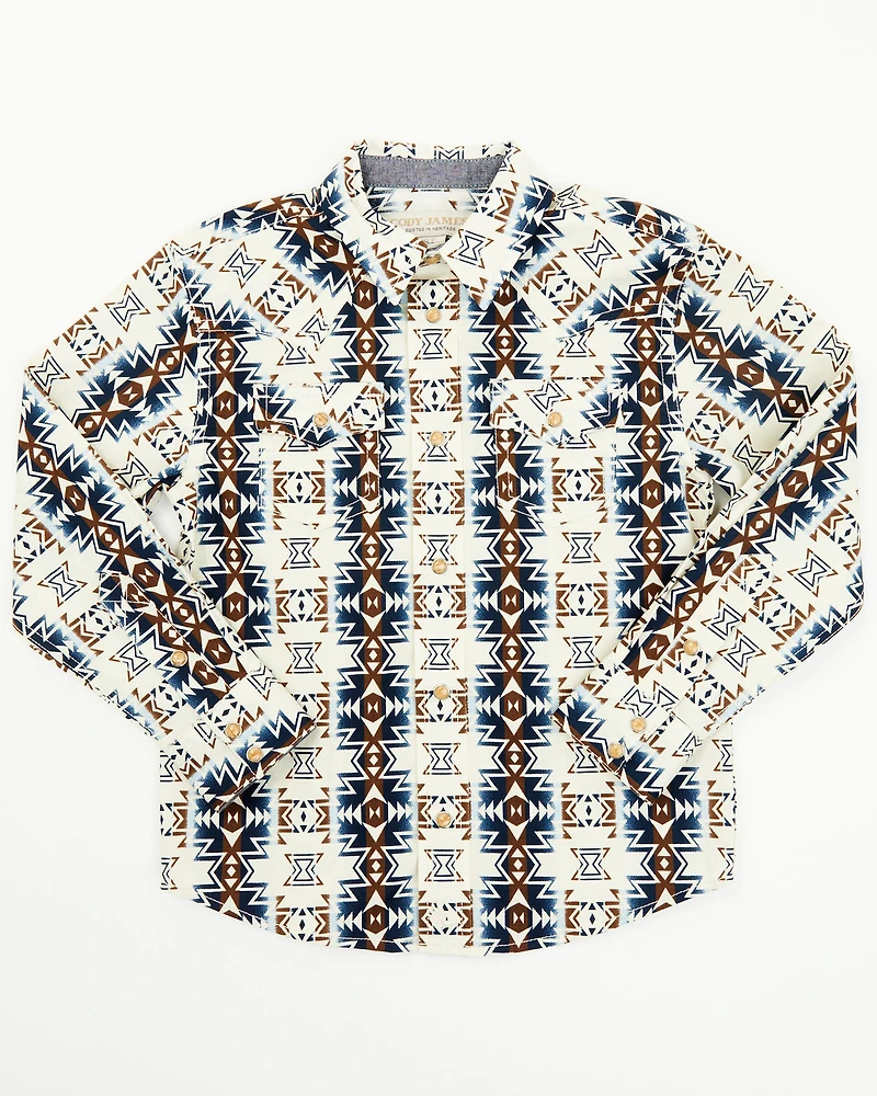 Cody James Toddler Boys' Prairie Southwestern Print Long Sleeve Snap Western Shirt