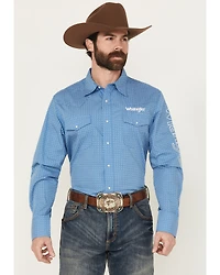 Wrangler Men's Geo Print Logo Long Sleeve Snap Western Shirt