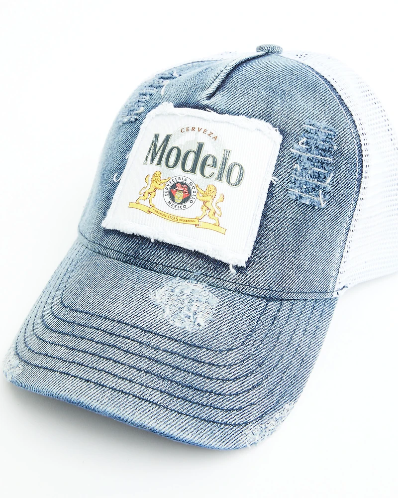 Modelo Women's Logo Distressed Denim Ball Cap