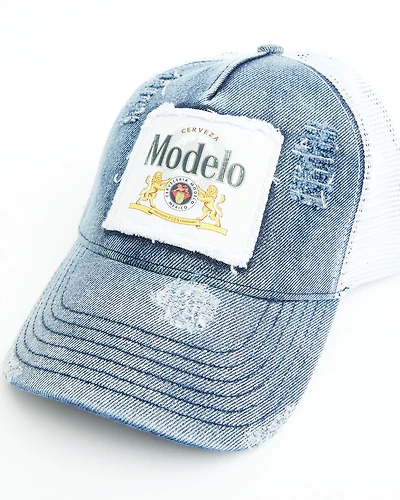 Modelo Women's Logo Distressed Denim Ball Cap
