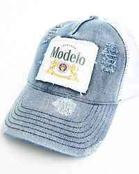 Modelo Women's Logo Distressed Denim Ball Cap