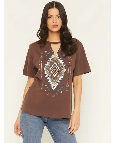 Shyanne Women's Studded Southwestern Print Short Sleeve Graphic Tee