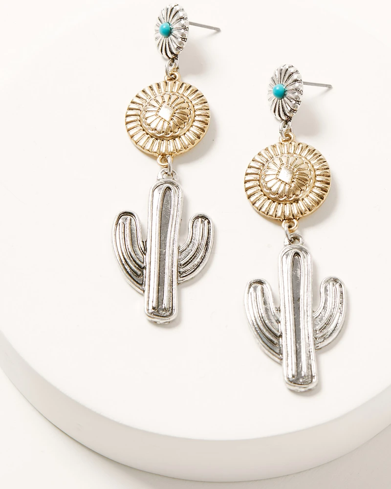 Shyanne Women's Two Tone Cactus Statement Earrings