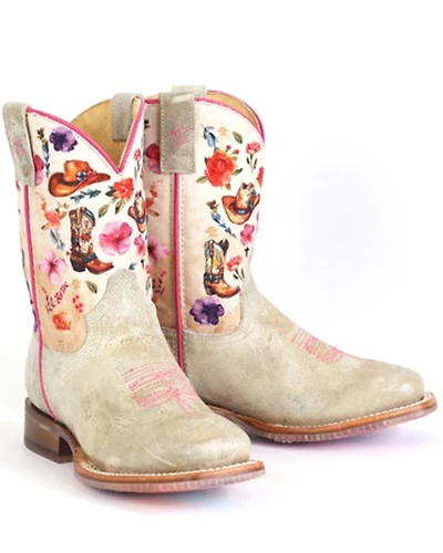Tin Haul Girls' Let's Go Cowgirl Western Boots - Broad Square Toe