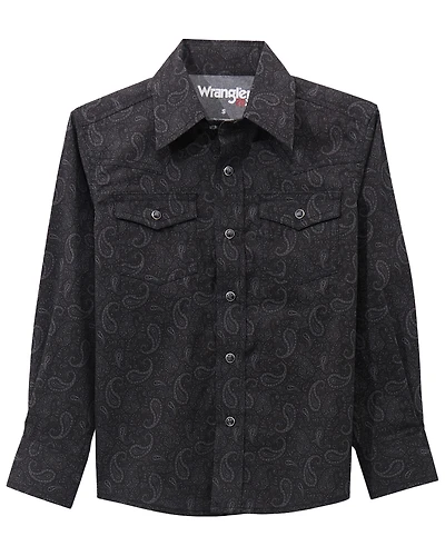 Wrangler 20X Boys' Paisley Print Long Sleeve Snap Stretch Western Shirt