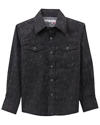 Wrangler 20X Boys' Paisley Print Long Sleeve Snap Stretch Western Shirt