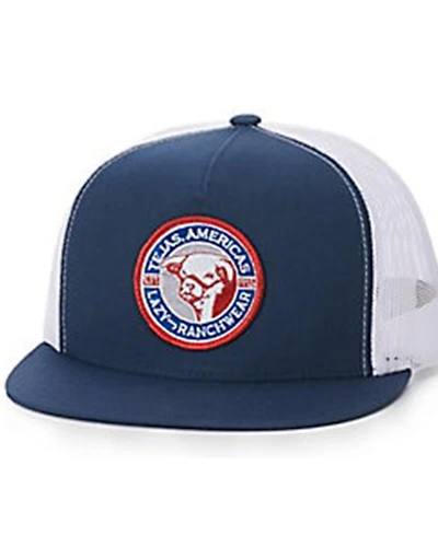 Lazy J Ranch Men's Navy Tejas Americas Round Patch Mesh-Back Ball Cap