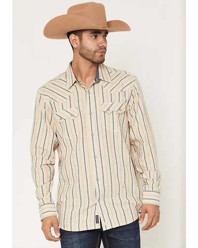 Moonshine Spirit Men's Archive Dobby Striped Print Long Sleeve Snap Western Shirt