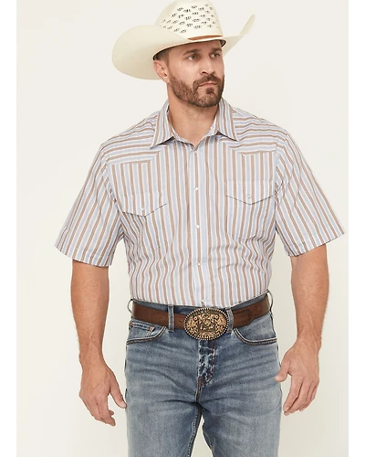 Roper Men's Striped Print Short Sleeve Snap Stretch Western Shirt