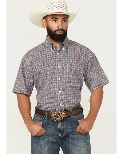 Cinch Men's Medallion Print Short Sleeve Button-Down Performance Western Shirt