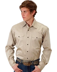 Roper Men's Solid Poplin Long Sleeve Snap Western Shirt