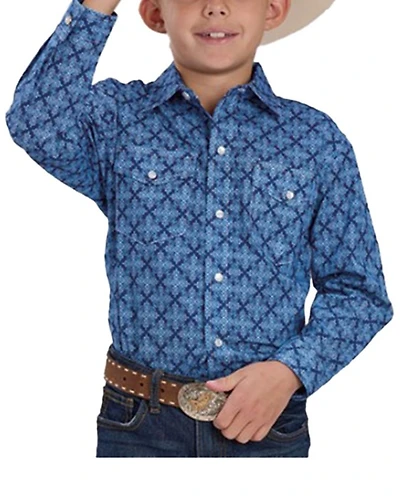 Roper Boys' Medallion Print Short Sleeve Snap Western Shirt