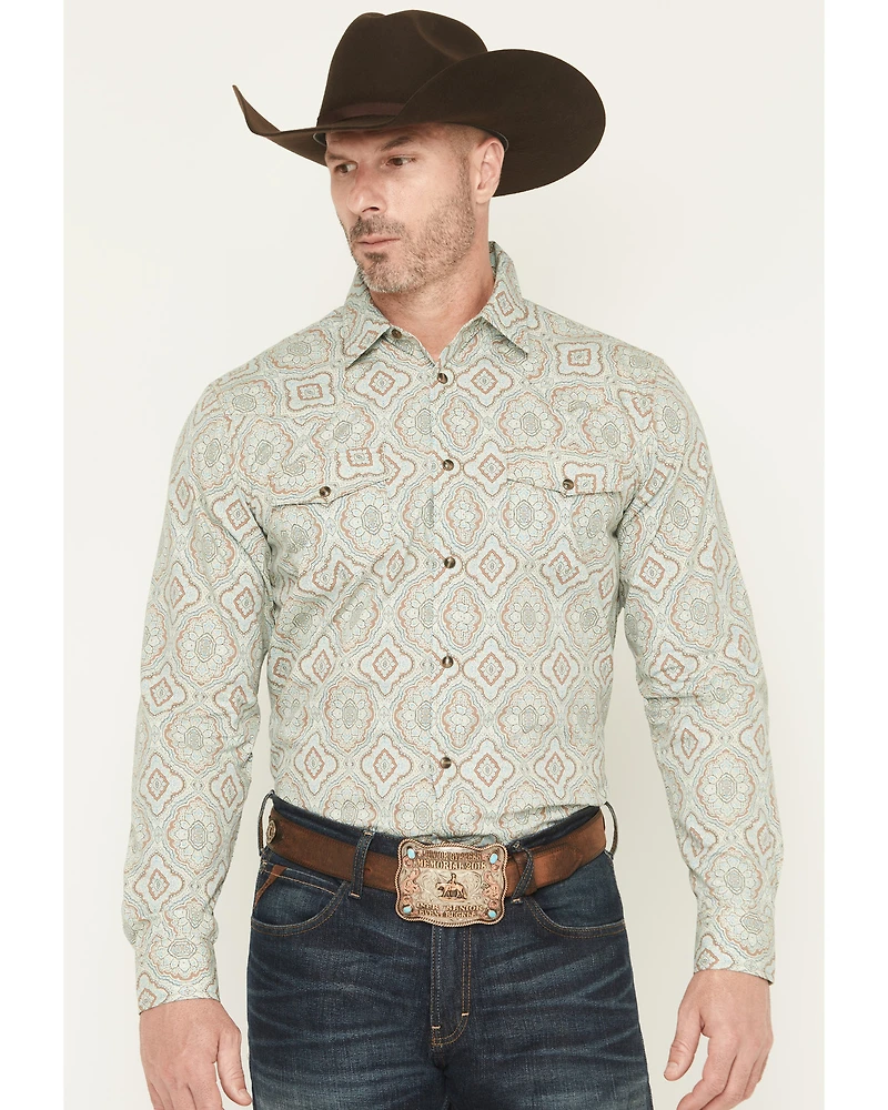 Gibson Trading Co Men's Garfunkle Medallion Print Long Sleeve Snap Stretch Western Shirt