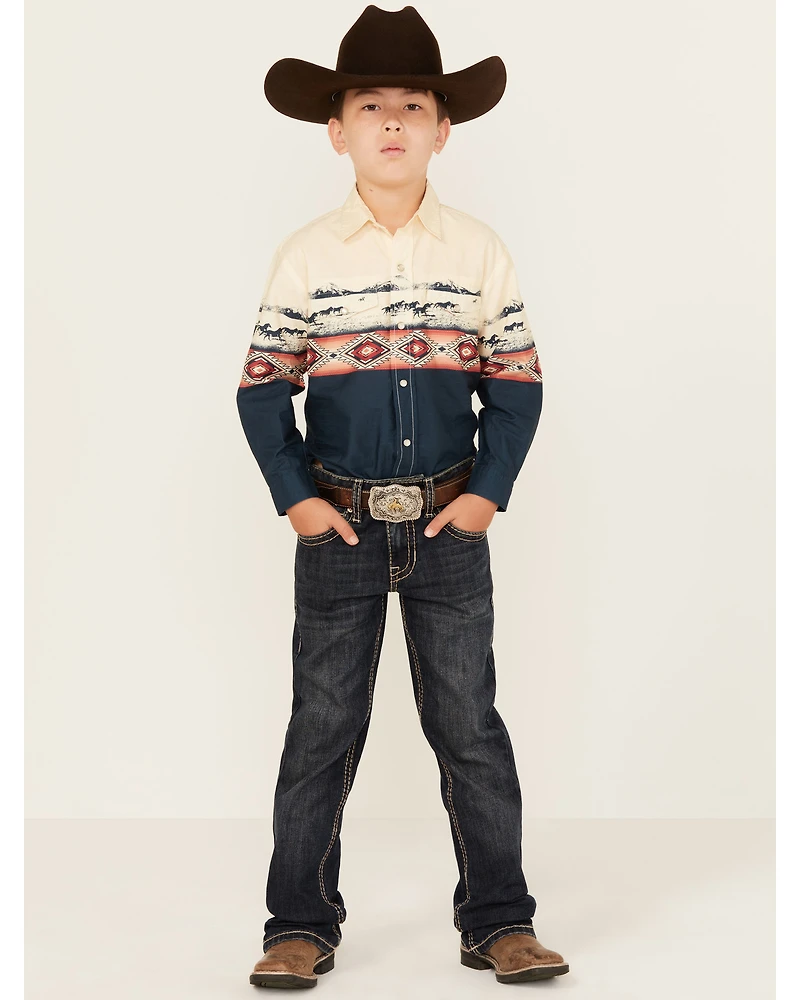 Rock & Roll Denim Boys' Dark Wash Bootcut Stretch Jeans