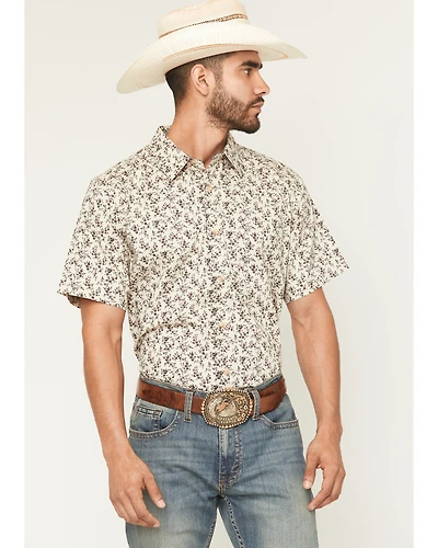 Cody James Men's Columbia Floral Print Short Sleeve Button-Down Stretch Western Shirt