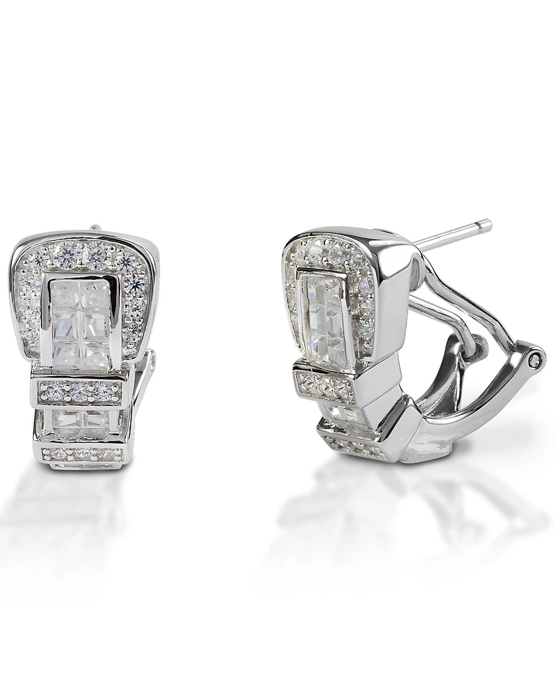 Kelly Herd Women's Clear Ranger Style Buckle Earrings