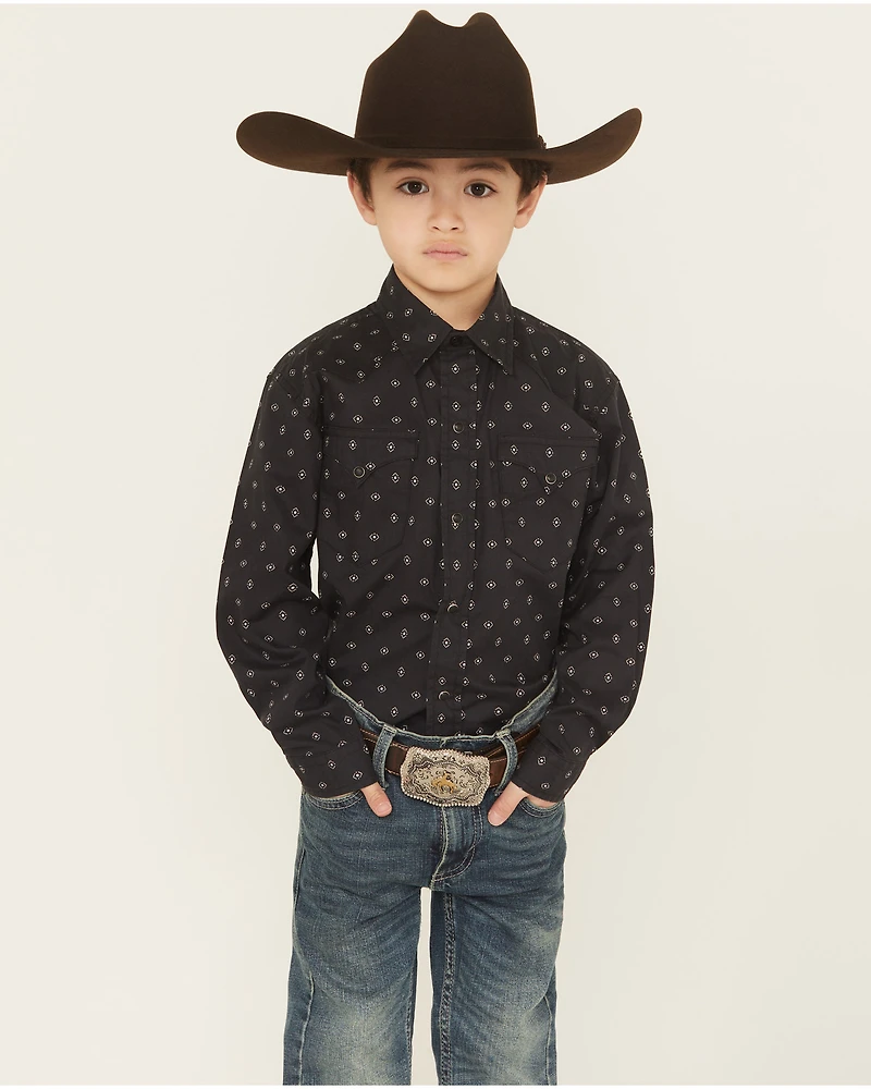 Roper Boys' Dotted Long Sleeve Snap Western Shirt