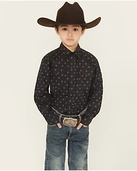 Roper Boys' Dotted Long Sleeve Snap Western Shirt