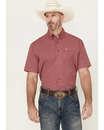 Cinch Men's Geo Print Short Sleeve Button-Down Performance Western Shirt