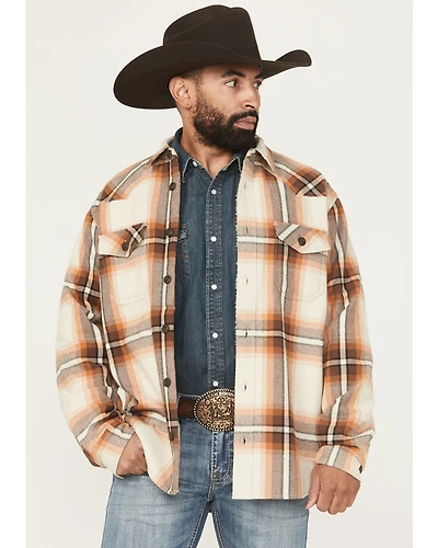 Cody James Men's Grant Plaid Print Long Sleeve Sherpa Lined Button-Down Shirt Jacket