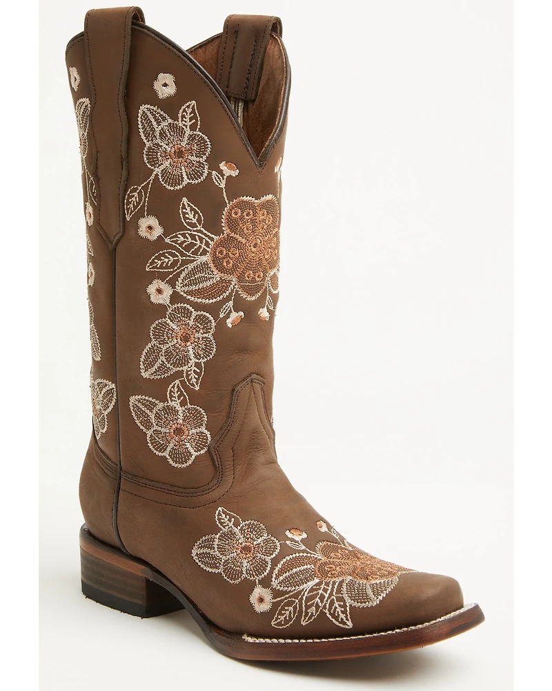 Circle G Women's Floral Embroidered Western Boots - Square Toe