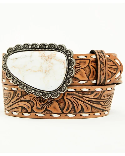 Shyanne Women's Whipstitch Stone Buckle Western Belt