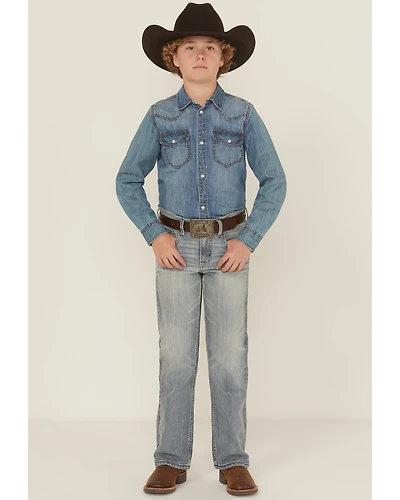 Cody James Boys' Medium Wash Buckskin Slim Bootcut Stretch Denim Jeans