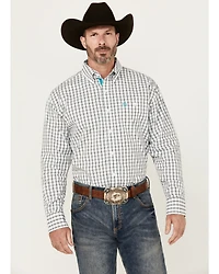 George Strait by Wrangler Plaid Print Long Sleeve Button-Down Stretch Western Shirt - Tall