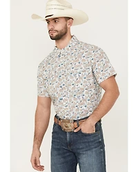 Panhandle Men's Cactus Print Short Sleeve Snap Western Shirt