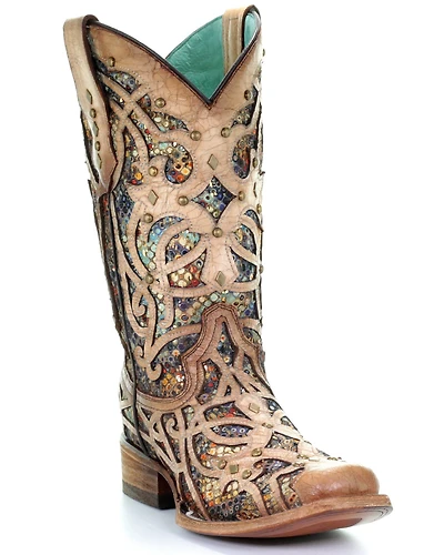 Corral Women's Inlay Western Boots - Square Toe
