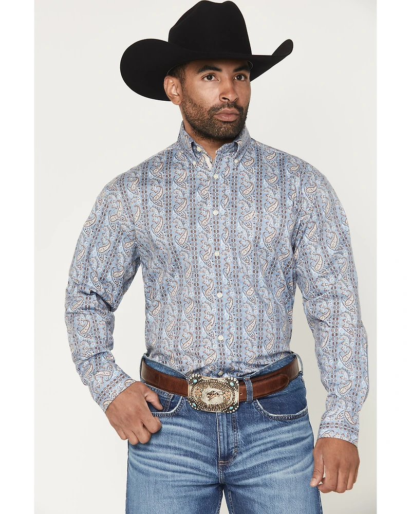 Panhandle Slim Men's Paisley Wallpaper Print Long Sleeve Button-Down Stretch Western Shirt