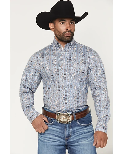 Panhandle Slim Men's Paisley Wallpaper Print Long Sleeve Button-Down Stretch Western Shirt