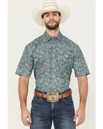 Roper Men's Amarillo Paisley Print Short Sleeve Snap Western Shirt