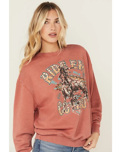 Rock & Roll Denim Women's Ride Em Cowboy Graphic Crewneck