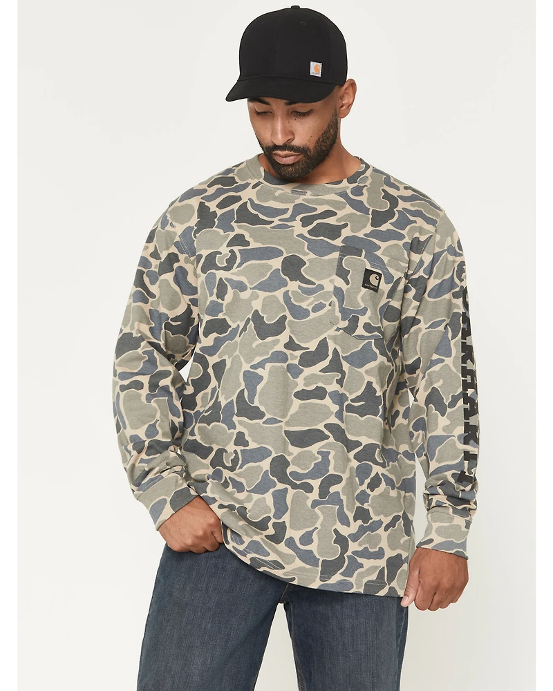 Carhartt Men's Camo Print Relaxed Fit Heavyweight Long Sleeve T-Shirt