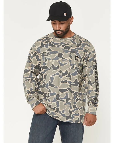 Carhartt Men's Camo Print Relaxed Fit Heavyweight Long Sleeve T-Shirt